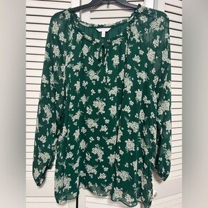 Women’s Plus Size LC Lauren Conrad Dark Green Floral Blouse Sz 4x